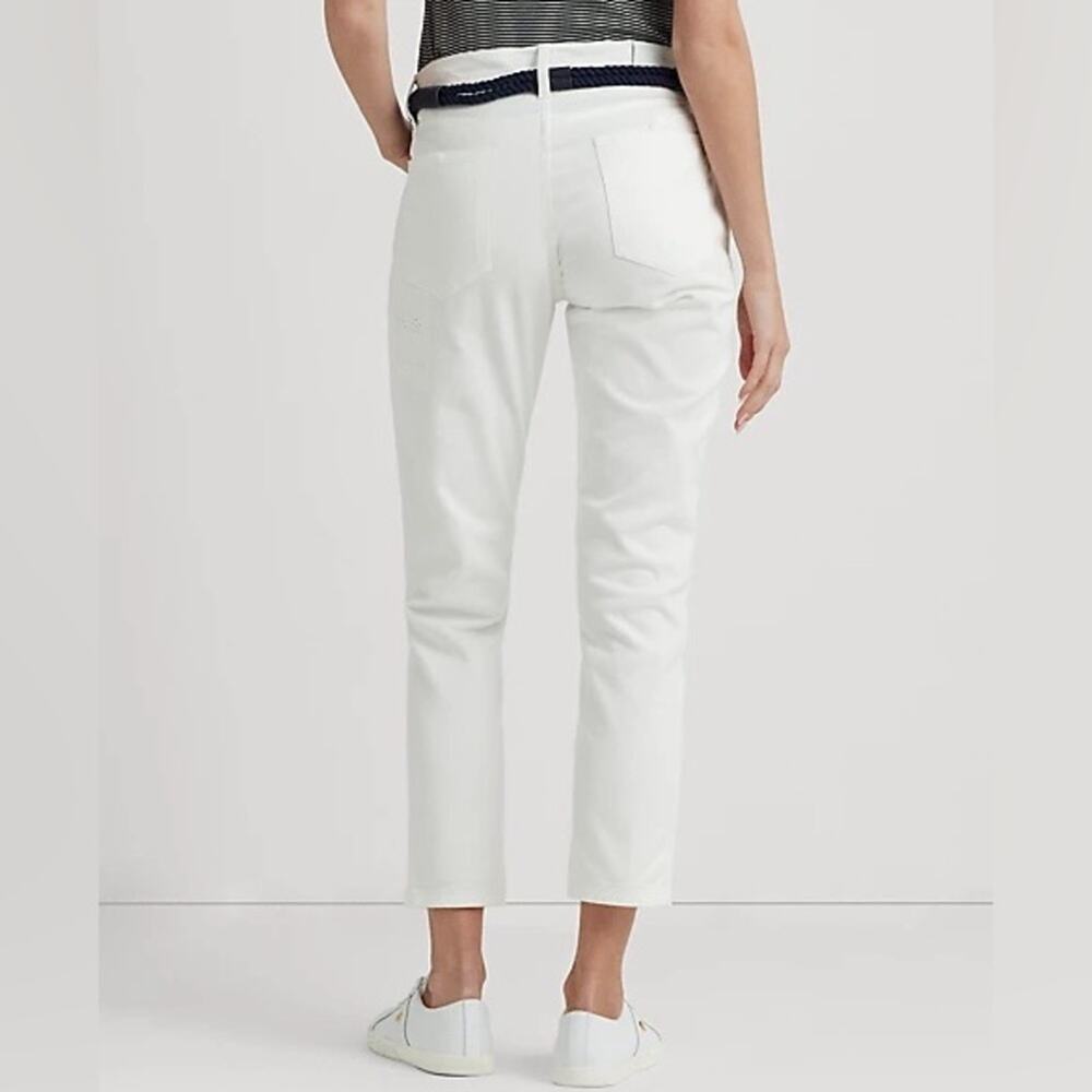 NWT Lauren Ralph Lauren Eyelet Patchwork Relaxed Jeans White Womens Size 14 - Picture 2 of 8